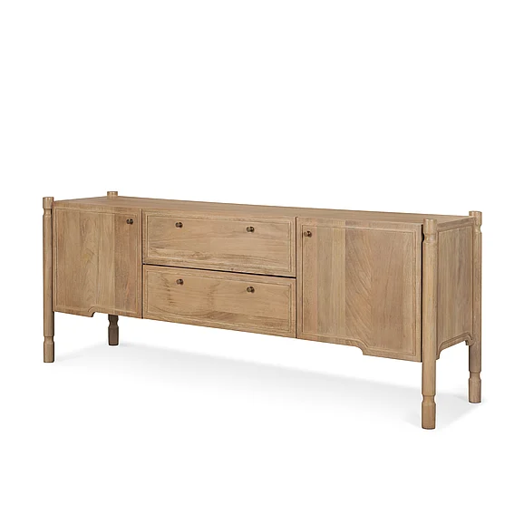 Mercana Phil Light Brown Wood 2 Door 1 Drawer w/ Pull Down Media Console 71126