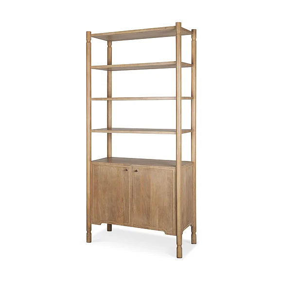 Mercana Phil Light Brown Wood 2 Door 3 Shelves Open Shelving Unit 71129