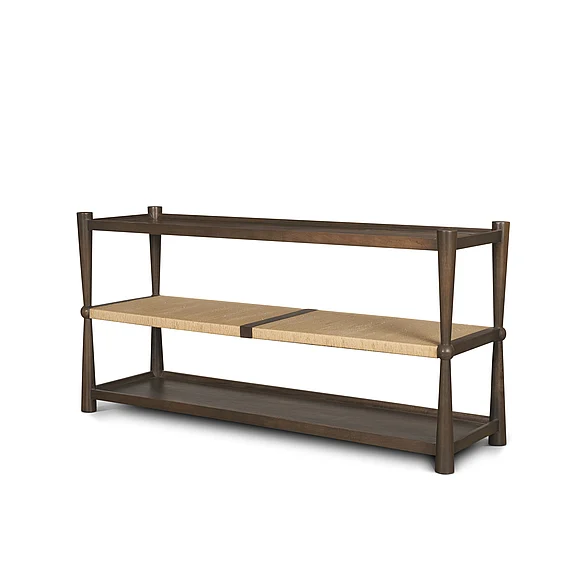 Mercana Bondi Dark Brown Wood w/ Paper Rope Shelf Console Table 71279