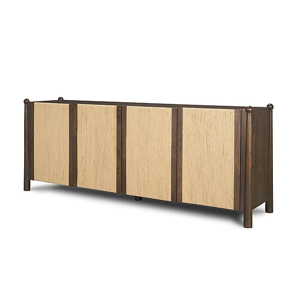 Mercana Bondi 85" Dark Brown Wood w/ Paper Rope 4 Door Closed Sideboard 71281