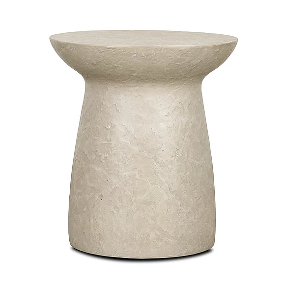 Mercana Mesa Round Stone Finish Pillar Accent Table 71283