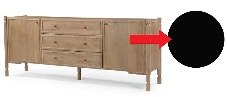 Mercana Phil Black Wood 2 Door 3 Drawer Closed Sideboard 71300