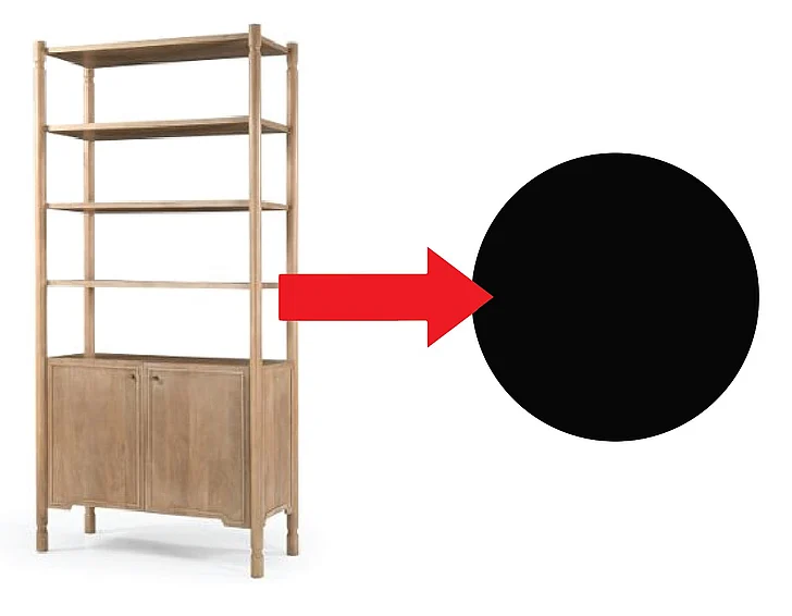 Mercana Phil Black Wood 2 Door 3 Shelves Open Shelving Unit 71308