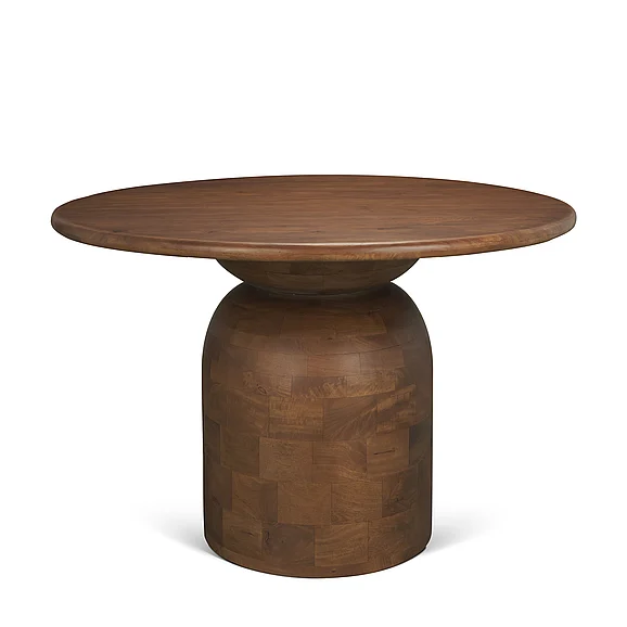 Mercana Atlas 42" Warm Mid-Brown Wood Stacked Pedestal Base Round Dining Table 71220-AB