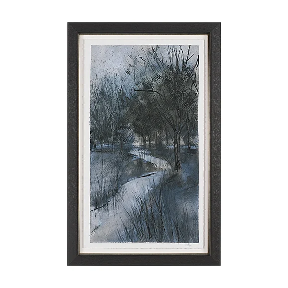 Mercana Brook and Willows II by Mercana Studio Hand Embelished Textured Framed Artwork Matted under Glass 15942