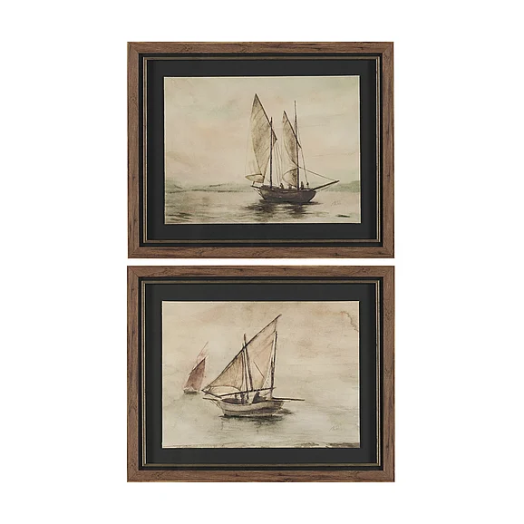 Mercana Timeless Voyage (Set of 2) by Mercana Studio Hand Embelished Framed Artwork Matted under Glass 15980