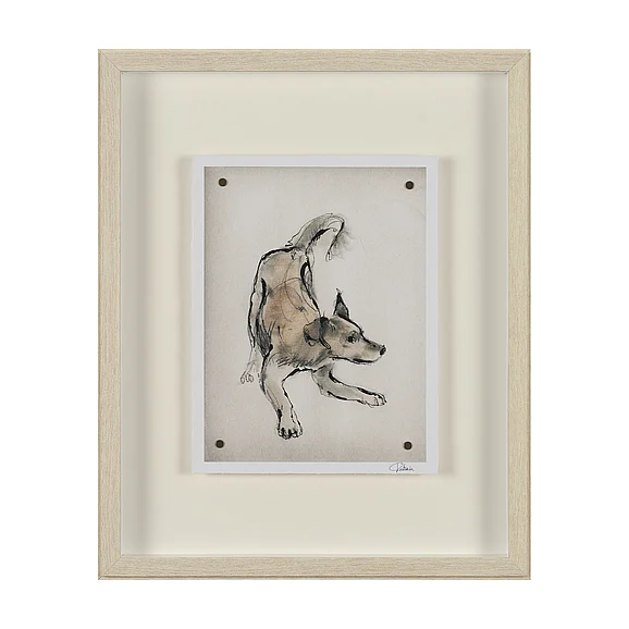 Mercana Playful Pup I by Mercana Studio Hand Embelished Framed Artwork Matted under Glass 15987