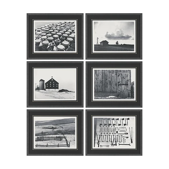 Mercana Rural Rows (Set of 6) by The Chelsea Collection Textured Framed Art Print Matted under Glass 16008
