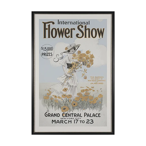 Mercana Ephemera Flower Show by The Vintage Collection Hand Embelished Framed Artwork Matted under Glass 16027