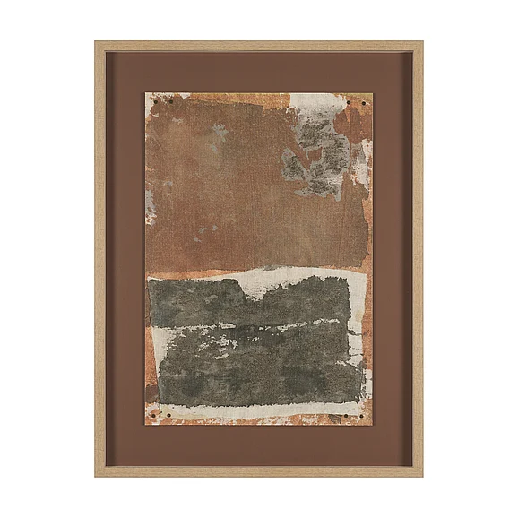 Mercana Textural Echo - Rust by Kristine Hegre Hand Embelished Textured Framed Artwork Matted under Glass 16036