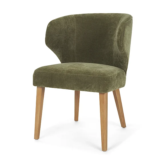 Mercana Niles 22.5L x 24.5W x 32H Moss Olive Fabric Seat W/ Mid Brown Wooden Legs Wingback Dining Chair 71277