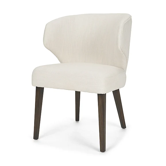 Mercana Niles 20-Inch Seat Height Cream Fabric Seat W/ Dark Brown Wooden Legs Wingback Dining Chair 69399V