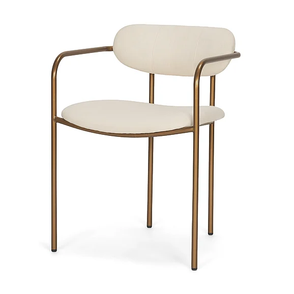 Mercana Parker I Cream Fabric Seat Gold Metal Frame Dining Chair (Set of 2) 68310V;68310V