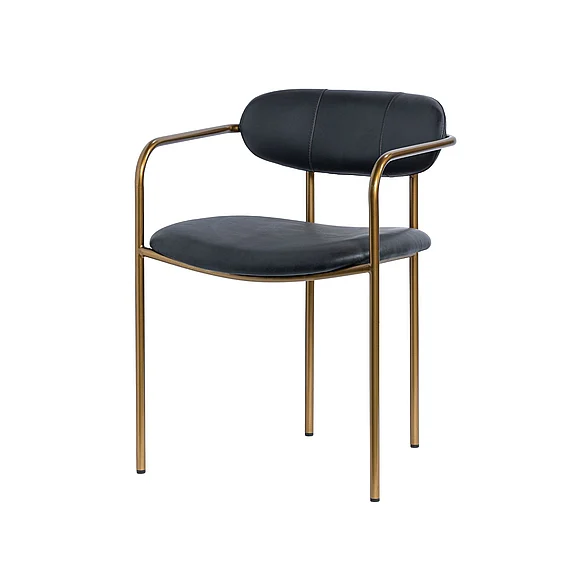 Mercana Parker Black Leather Seat Gold Metal Dining Chair (Set of 2) 69361V;69361V