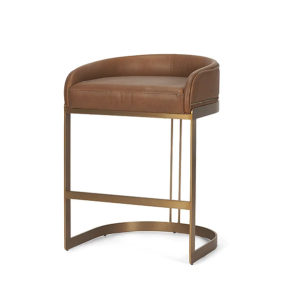 Mercana Hollyfield Cognac Brown Leather Counter Stool 68573V