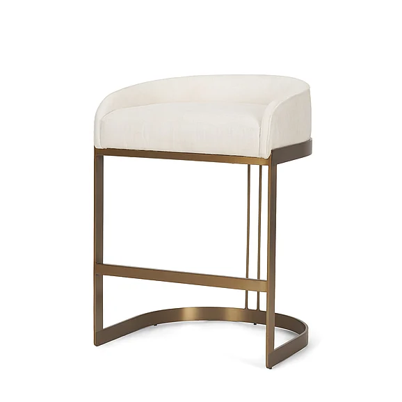 Mercana Hollyfield II Cream Fabric Seat W/ Gold Metal Base Counter Stool 69452V