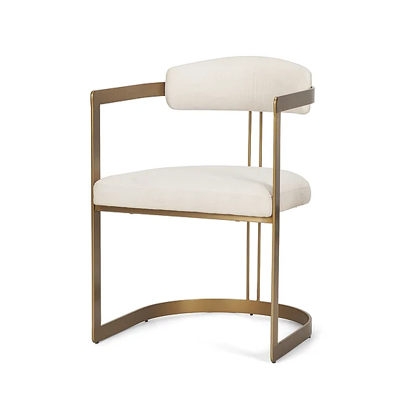 Mercana Hollyfield II Cream Fabric Seat W/ Gold Iron Frame Dining Chair 69451V