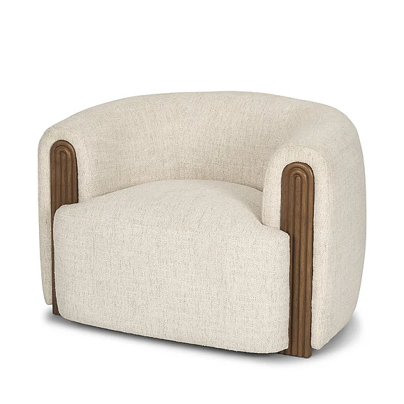 Mercana Kornelia Soft Oatmeal Fabric Barrel Accent Chair 71199