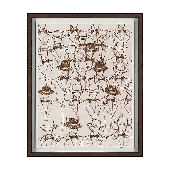 Mercana Hats & Bow Ties by Mercana Studio Hand-Embellished Framed Artwork Matted under Glass 16084