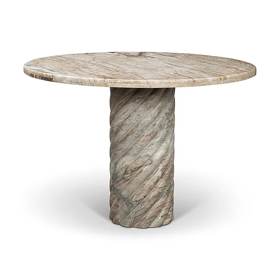 Mercana Ravello 42" Pink Marble Swirl Pedestal Base Round Dining Table 71389-AB