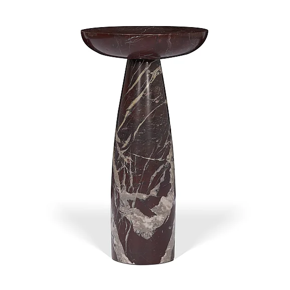Mercana Bellancia Rosso Red Levanto Marble Pedastal Side Table 71394