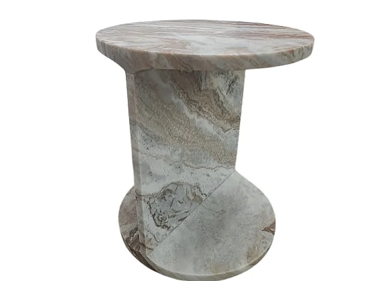 Mercana Forma Rosa Pink Marble Round Side Table 71401