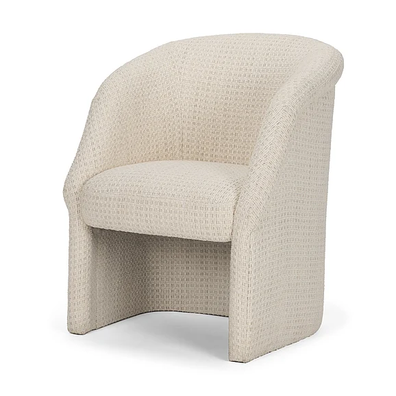 Mercana Curtis Cream Fabric Barrelback Half-Moon Base Dining Armchair 71194