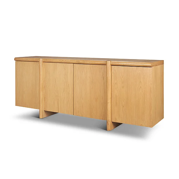 Mercana Rowan Light Brown Oak Wood Closed 4 Door Sideboard 71208