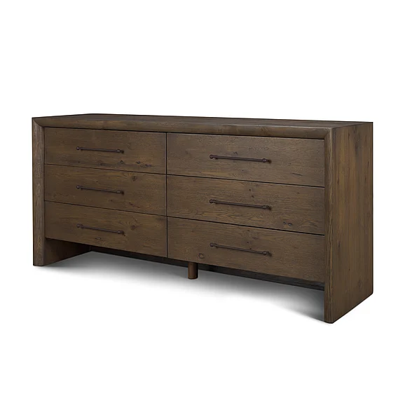 Mercana Belford 6-Drawer Dark Brown Oak Wood Dresser 71238