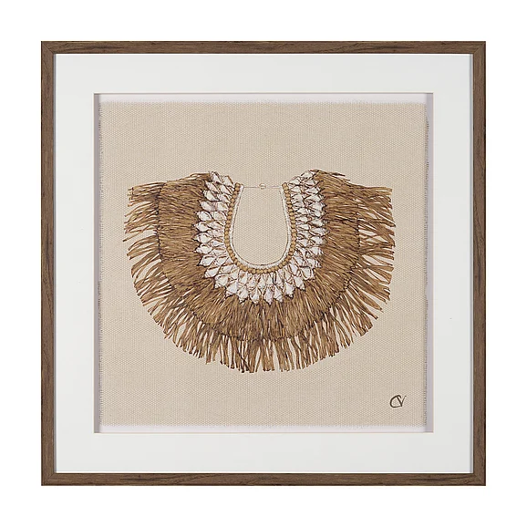 Mercana Papua Necklace III by Mercana Studio Hand-Embellished Textured Framed Artwork Matted under Glass 16145