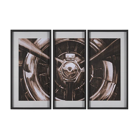 Mercana Vintage Propeller (Sepia) (Set of 3) by Ethan Harper Framed Artwork Matted under Glass 16148