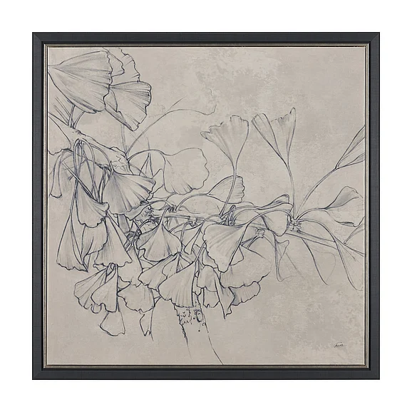 Mercana Ginkgo Shadows I by Mercana Studio Hand-Embellished Textured Framed Canvas Artwork 102785-FS