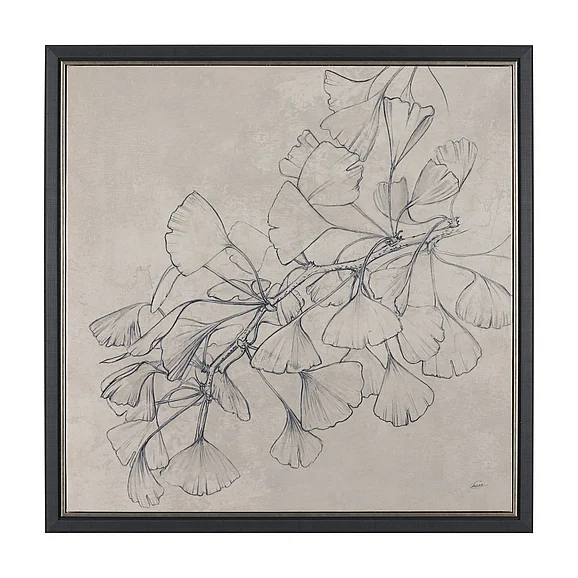 Mercana Ginkgo Shadows II by Mercana Studio Hand-Embellished Textured Framed Canvas Artwork 102786-FS