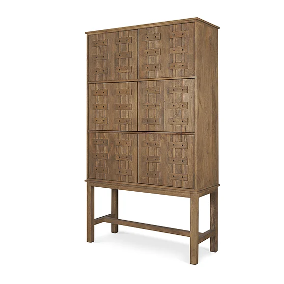 Mercana Truss Cool Brown Wood 6 Door Tall Cabinet 71415