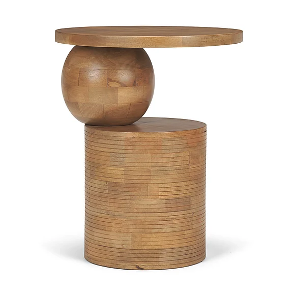 Mercana Stack Light Brown Wood Geometric Accent Table 71418