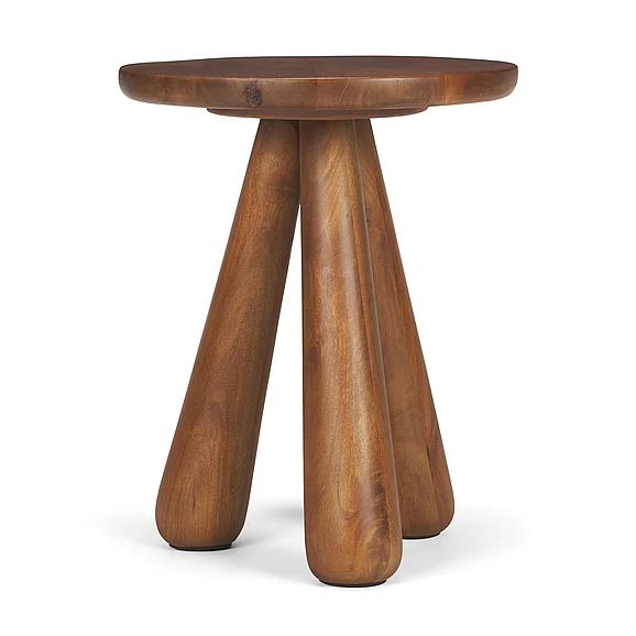Mercana Mora Medium Brown Wood 3-Legged Accent Table 71419