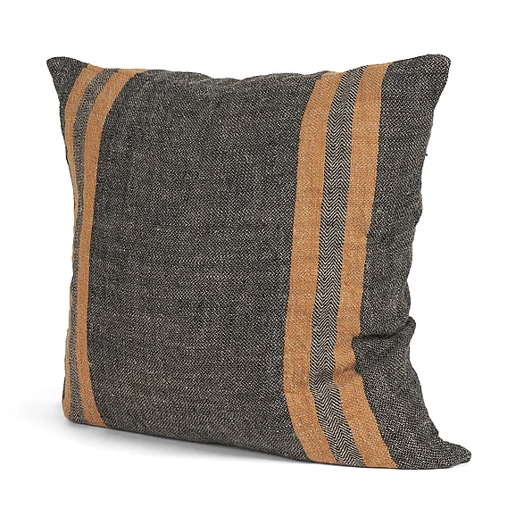 Mercana Mercer 20x20 Square Black w/Orange Stripes Decorative Pillow Cover 71427