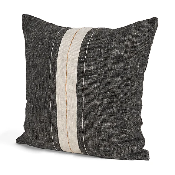 Mercana Cooper 20x20 Square Black w/ Cream Stripe Decorative Pillow Cover 71431