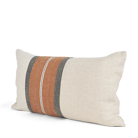 Mercana Mason 14x26 Cream w/ Orange Stripe Decorative Pillow Cover 71436