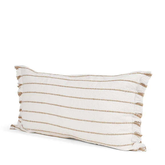 Mercana Willow 14x26 Lumbar Cream w/ Camel Stripes Decorative Pillow Cover 71445