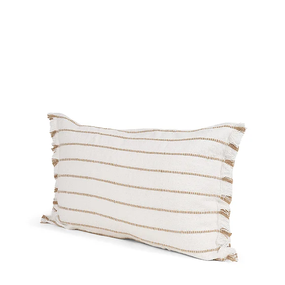 Mercana Willow 13x21 Lumbar Cream w/ Camel Stripes Decorative Pillow Cover 71446