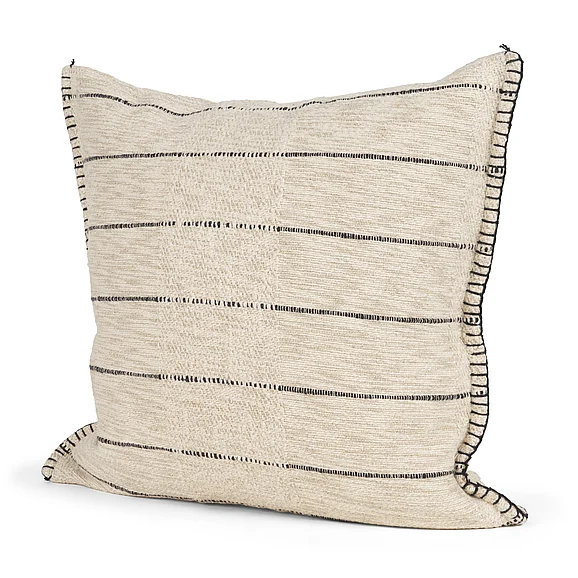 Mercana Lyle 20x20 Square Oatmeal w/ Black Stripes Decorative Pillow Cover 71447