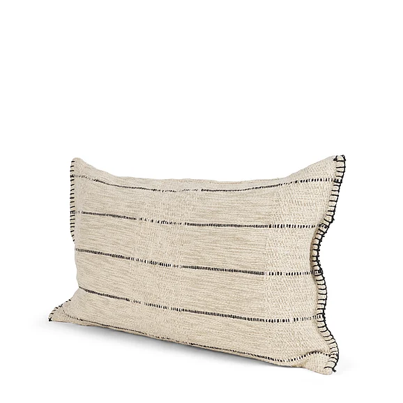 Mercana Lyle 13x21 Square Oatmeal w/ Black Stripes Decorative Pillow Cover 71449