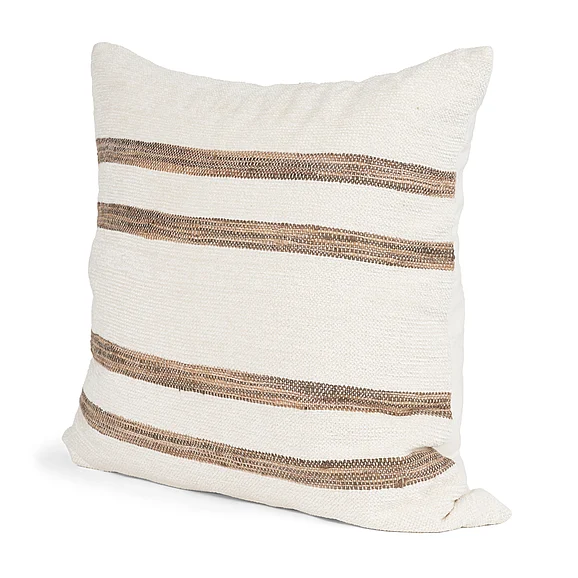 Mercana Maryn 22x22 Square Cream w/ Brown Stripes Decorative Pillow Cover 71458