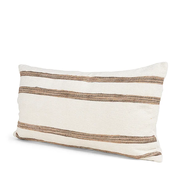 Mercana Maryn 14x26 Lumbar Cream w/ Brown Stripes Decorative Pillow Cover 71459