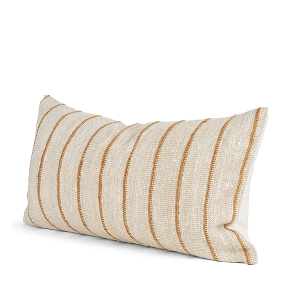 Mercana Merrick 14x26 Lumbar Natural Beige w/ Orange Stripes Decorative Pillow 71462