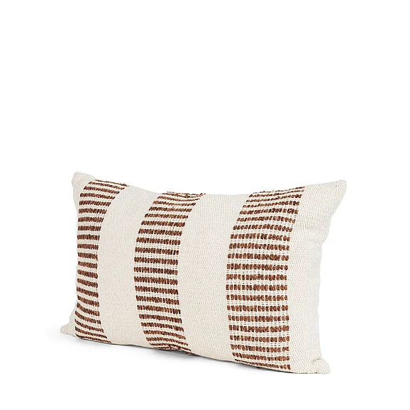 Mercana Levon 13x21 Lumbar Plush Cream w/ Orange Dashed Stripes Decorative Pillow Cover 71464
