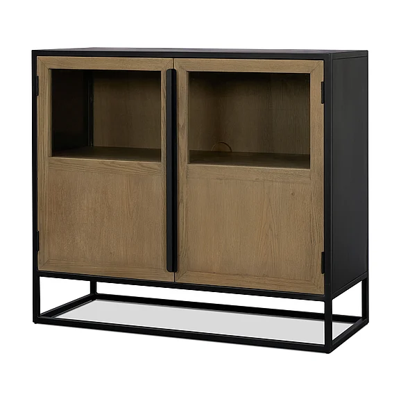 Mercana Sloan 40.0W Light Brown W/Black Metal Frame Accent Cabinet 71348