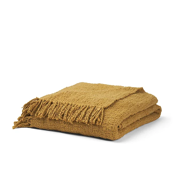 Mercana Kambal Mustard Woven Cotton Throw Blanket 71451