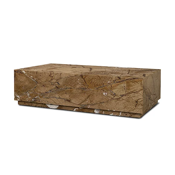Mercana Matteo Solid Rainforest Rust Marble Rectangular Coffee Table 71205
